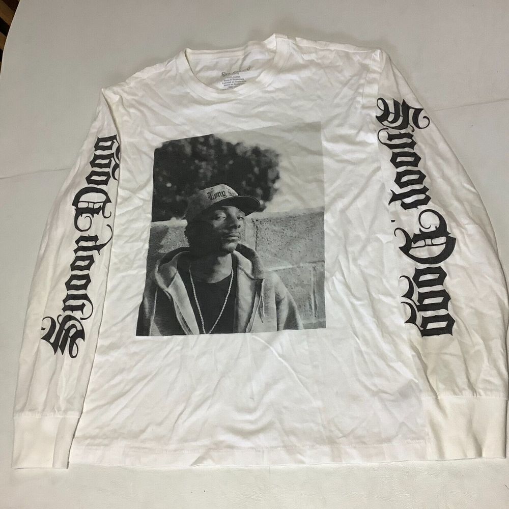 2018 Spanky's Snoop Dogg White Long Sleeve Rap Tec T-Shirt Size Medium - Picture 3 of 9